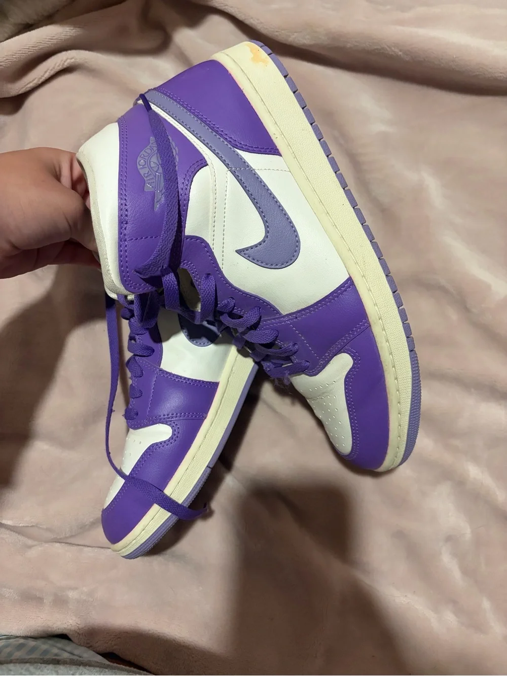 Jordan Purple and White Low-Top Sneakers